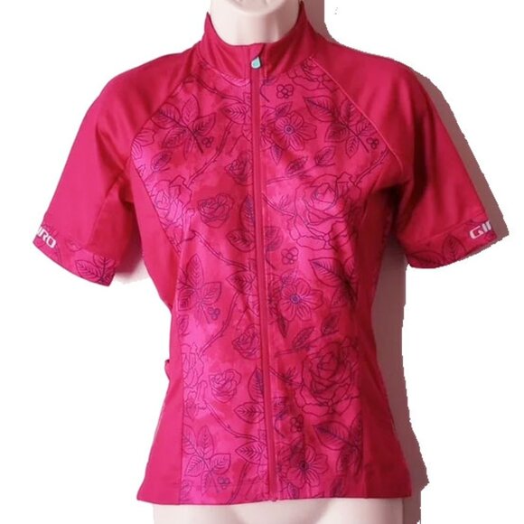 Giro Athletic Cyclist Zip-Front Top S Magenta Navy Print - Picture 1 of 9